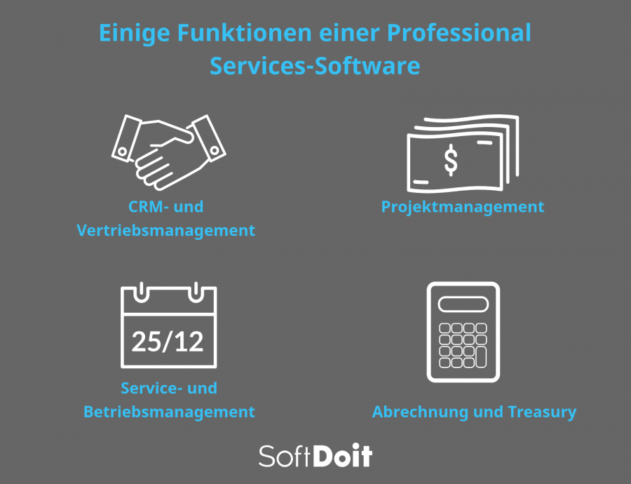 Einige Funktionen einer Professional Services-Software